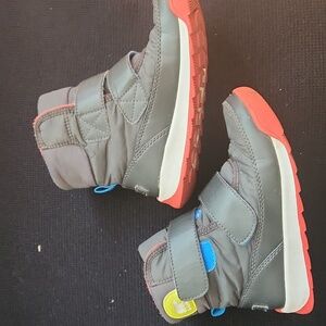 Sorel Whitney II Youth kids boot size 12 double velcro blk with red